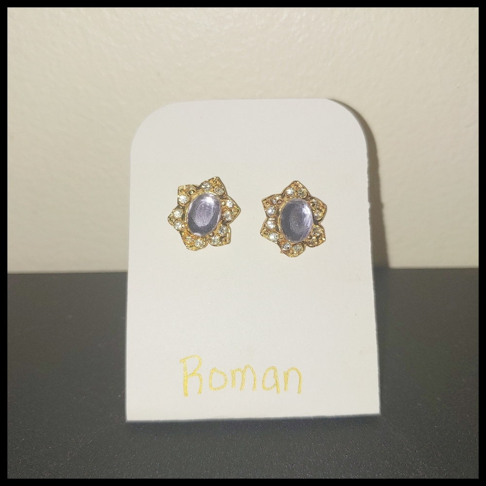Vintage Roman Post Earrings, Marked